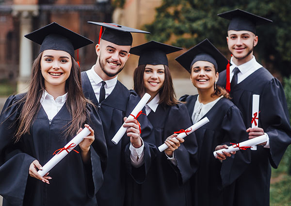 Photo of college graduates on graduation day